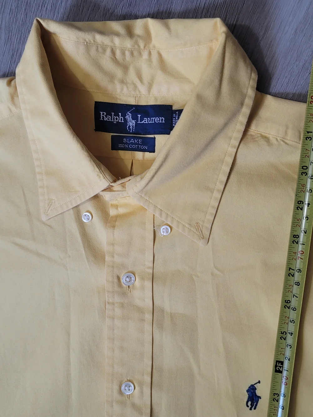 Ralph Lauren Blake Shirt Mens L Yellow Short Sleeve Button Up 100% Cotton Resort